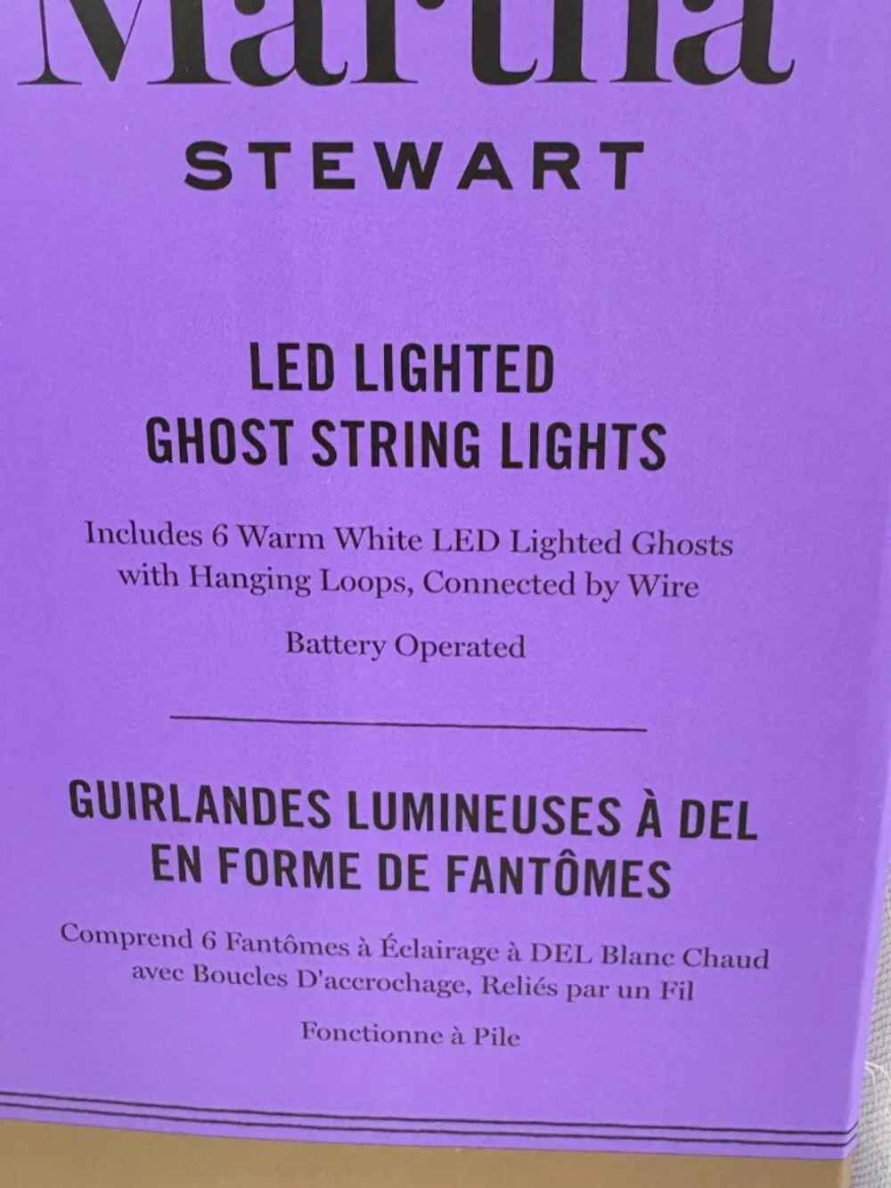Martha Stewart  Halloween Lighted Ghost Garland 6 HR Timer Battery Operated 14